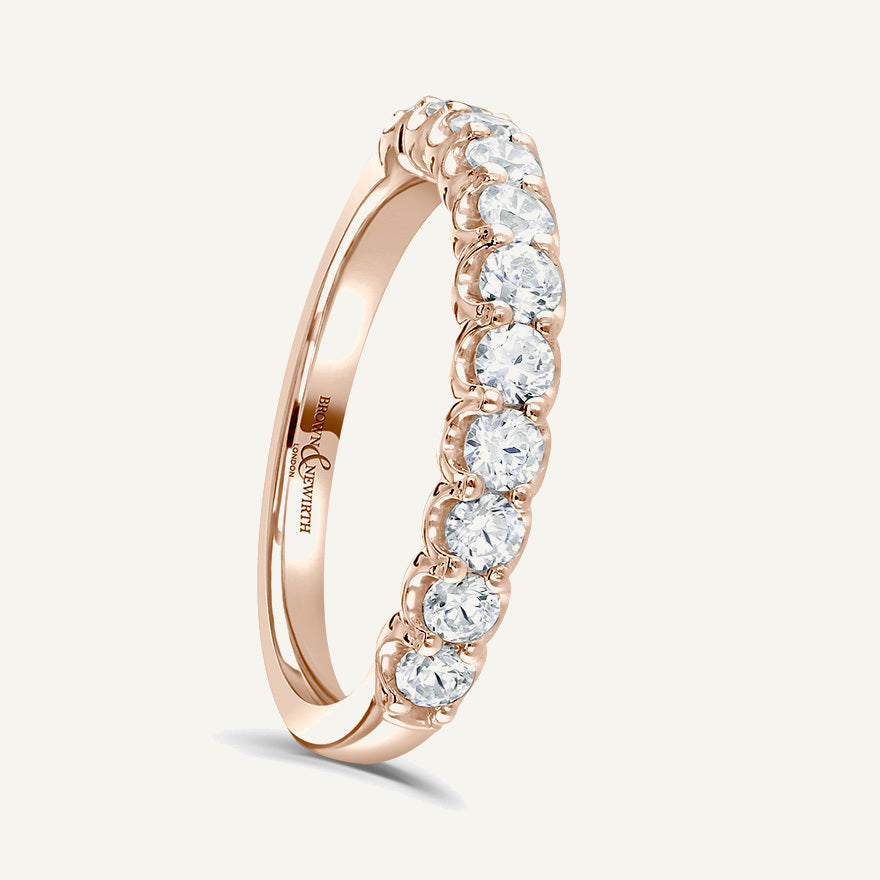 Round Brilliant Cut, Cup Claw, Courted Diamond Eternity Ring