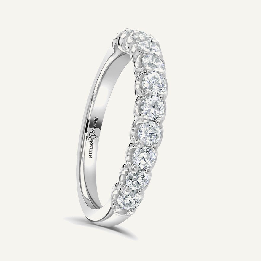 Round Brilliant Cut, Cup Claw, Courted Diamond Eternity Ring