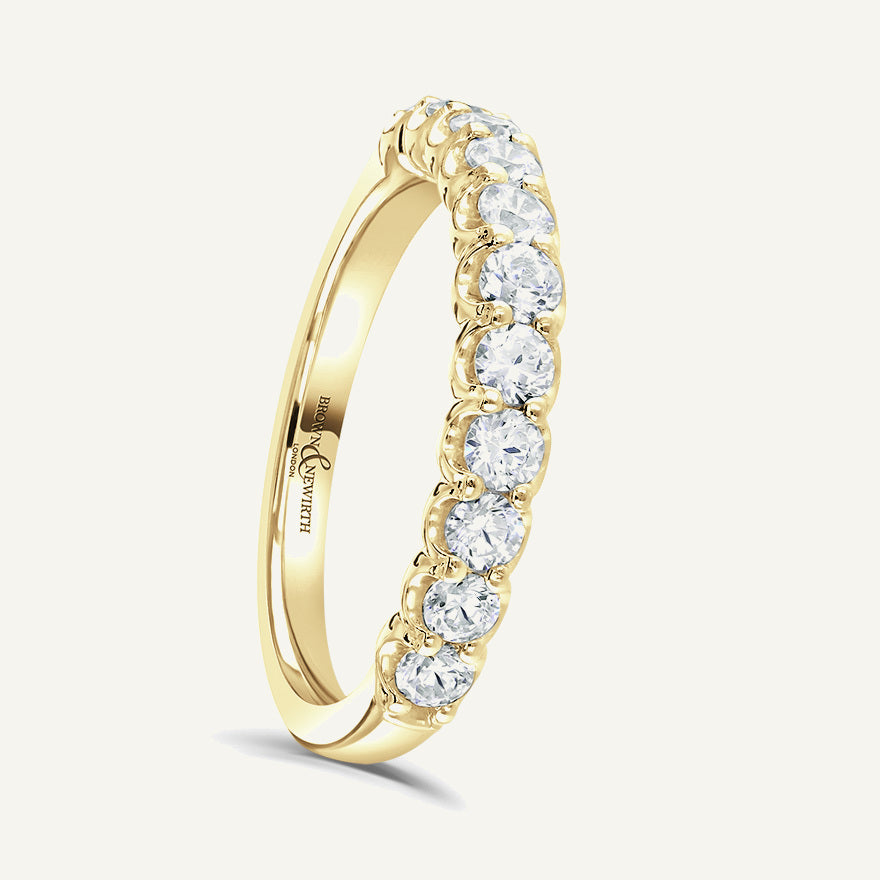 Round Brilliant Cut, Cup Claw, Courted Diamond Eternity Ring