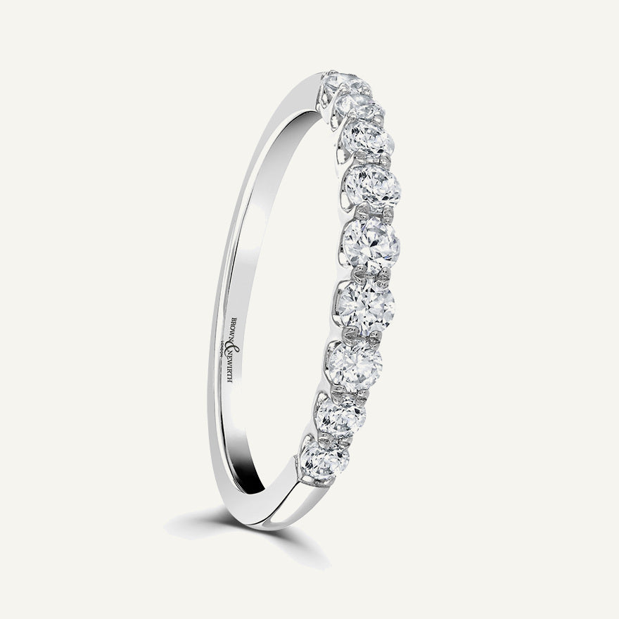 Round Brilliant Cut, Dished Claw Diamond Eternity Ring