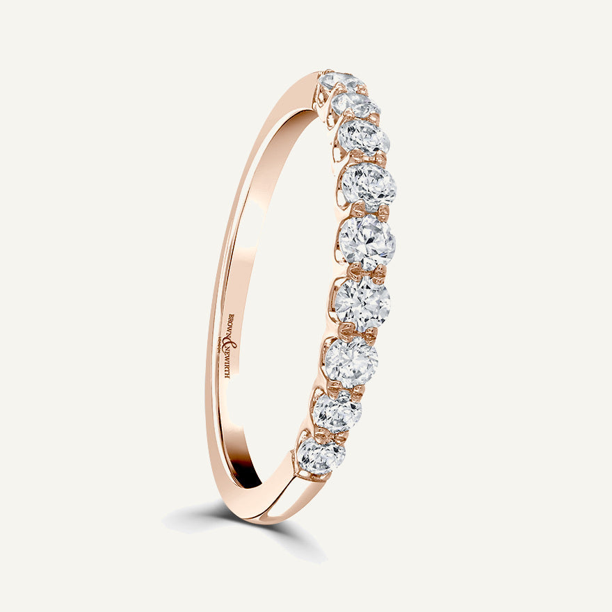 Round Brilliant Cut, Dished Claw Diamond Eternity Ring