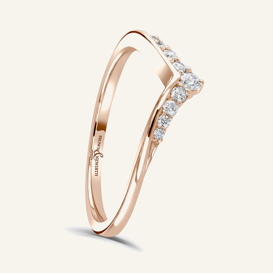 Round Brilliant Cut, Offset Claw, Wishbone Diamond Eternity Ring