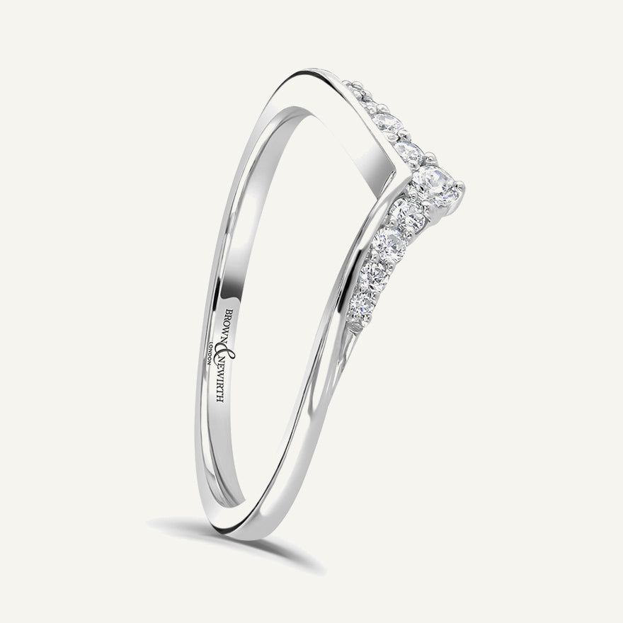 Round Brilliant Cut, Offset Claw, Wishbone Diamond Eternity Ring