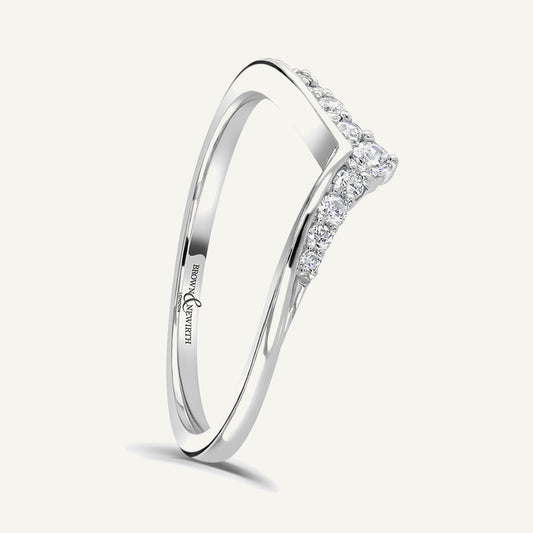 Round Brilliant Cut, Offset Claw, Wishbone Diamond Eternity Ring