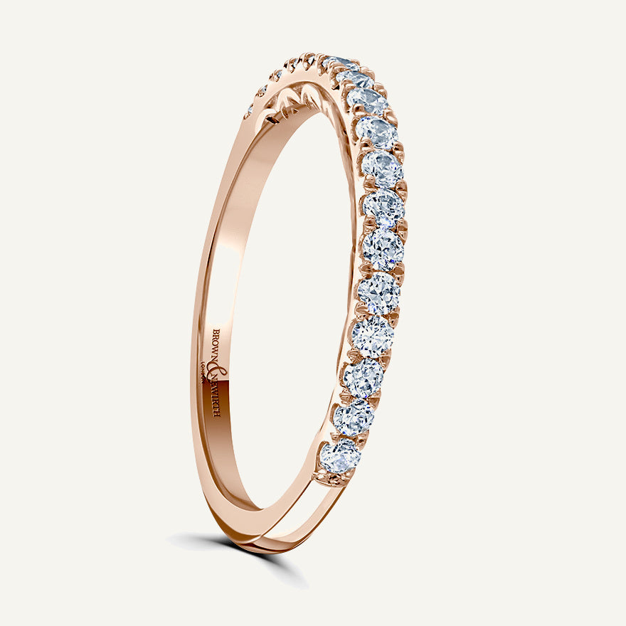 Round Brilliant Cut, Lace Back Claw, Courted Diamond Eternity Ring