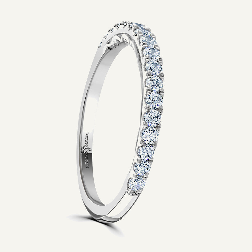 Round Brilliant Cut, Lace Back Claw, Courted Diamond Eternity Ring