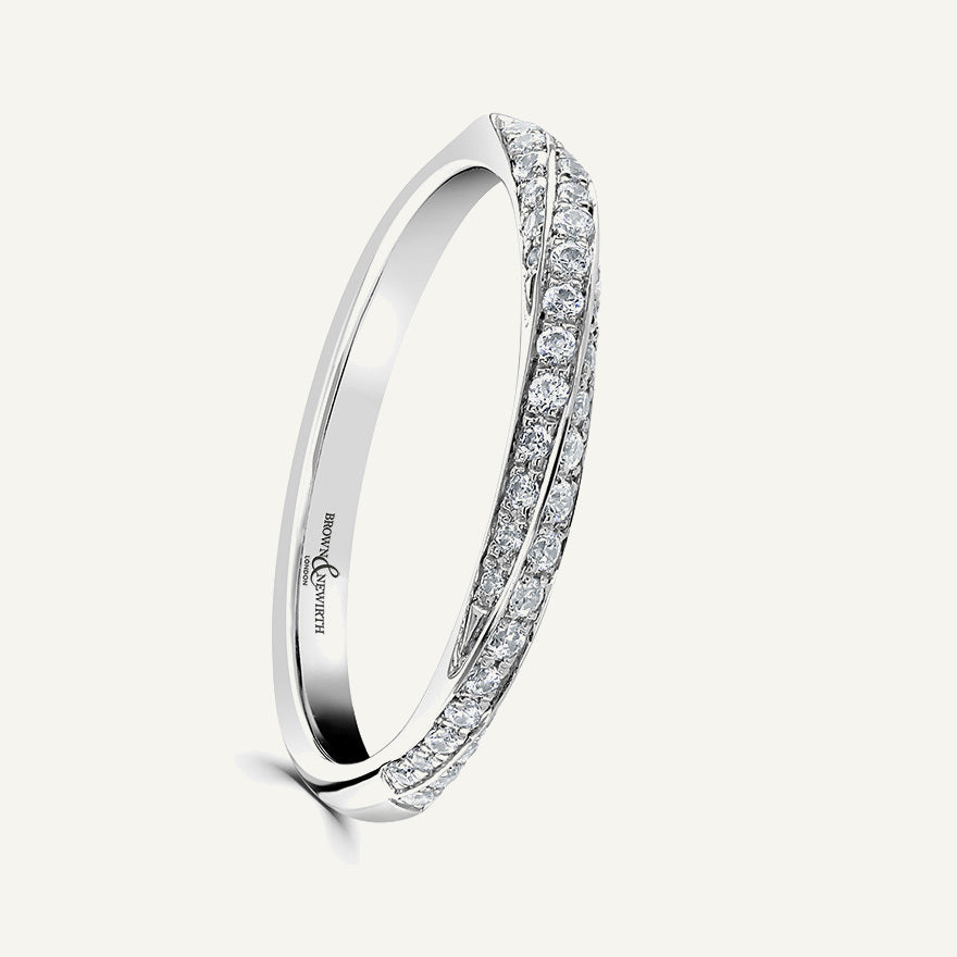 Round Brilliant Cut, Micro Pave, Rope Twist Diamond Eternity Ring