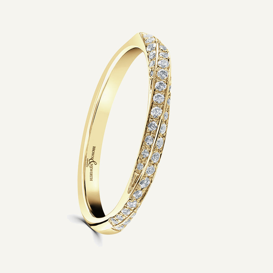 Round Brilliant Cut, Micro Pave, Rope Twist Diamond Eternity Ring