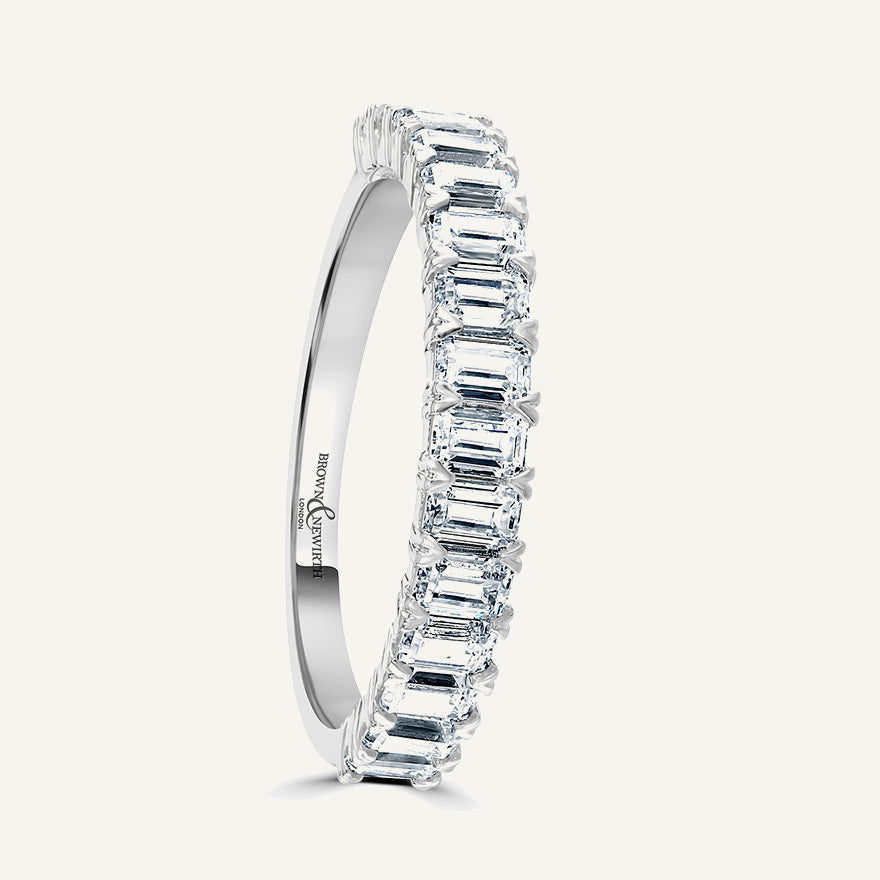 Emerald Cut, Claw Diamond Eternity Ring