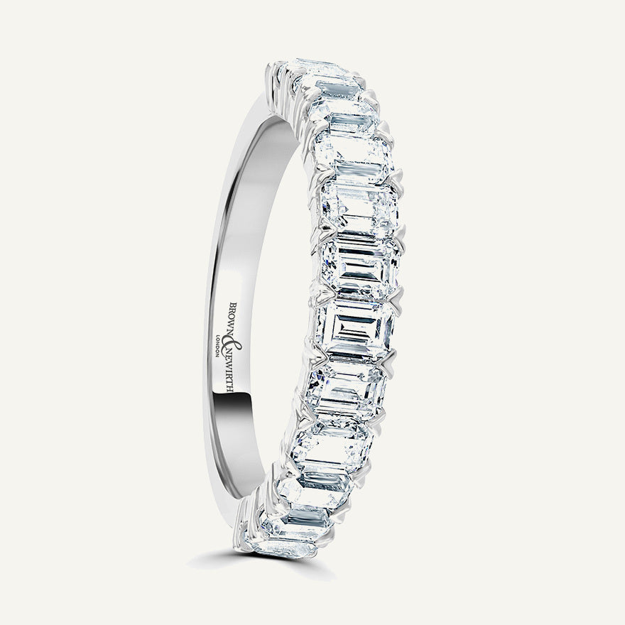 Emerald Cut, Claw Diamond Eternity Ring