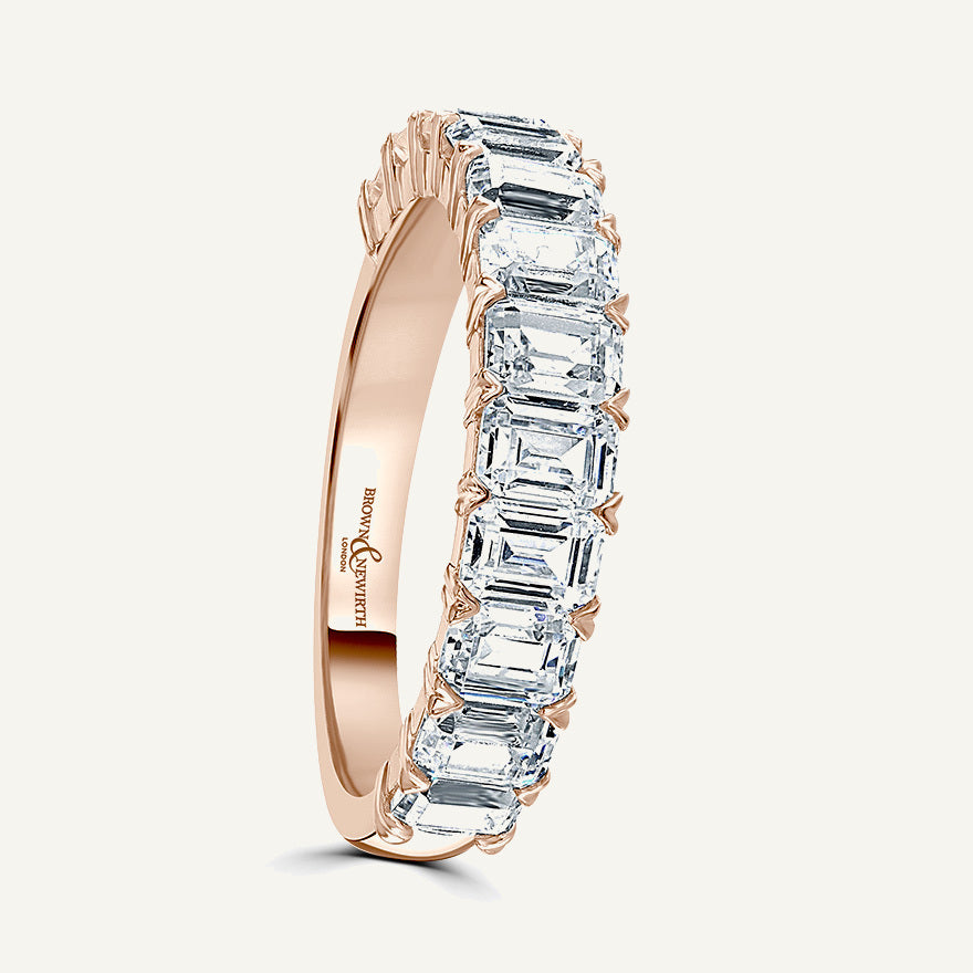 Emerald Cut, Claw Diamond Eternity Ring