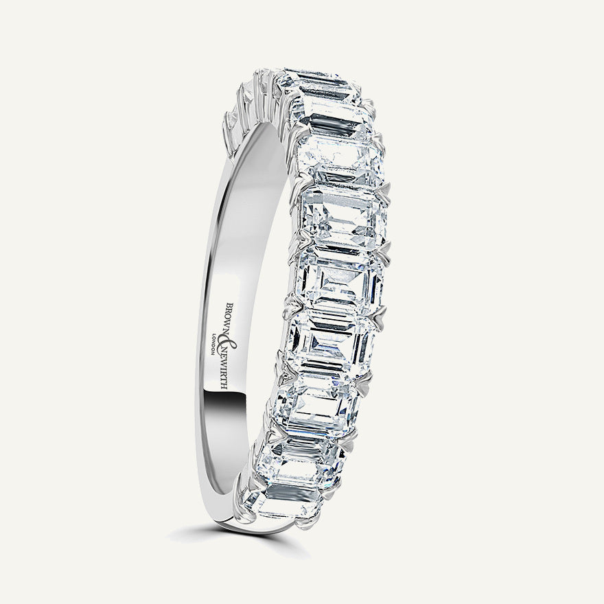 Emerald Cut, Claw Diamond Eternity Ring
