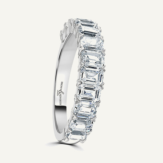 Emerald Cut, Claw Diamond Eternity Ring