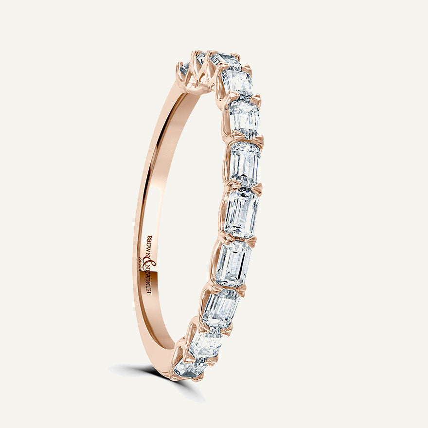 Emerald Cut, Claw, Landscape Diamond Eternity Ring