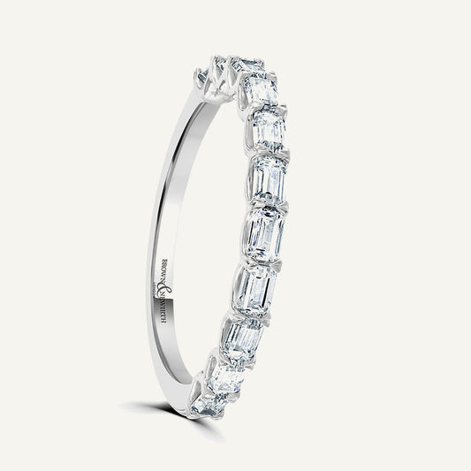 Emerald Cut, Claw, Landscape Diamond Eternity Ring
