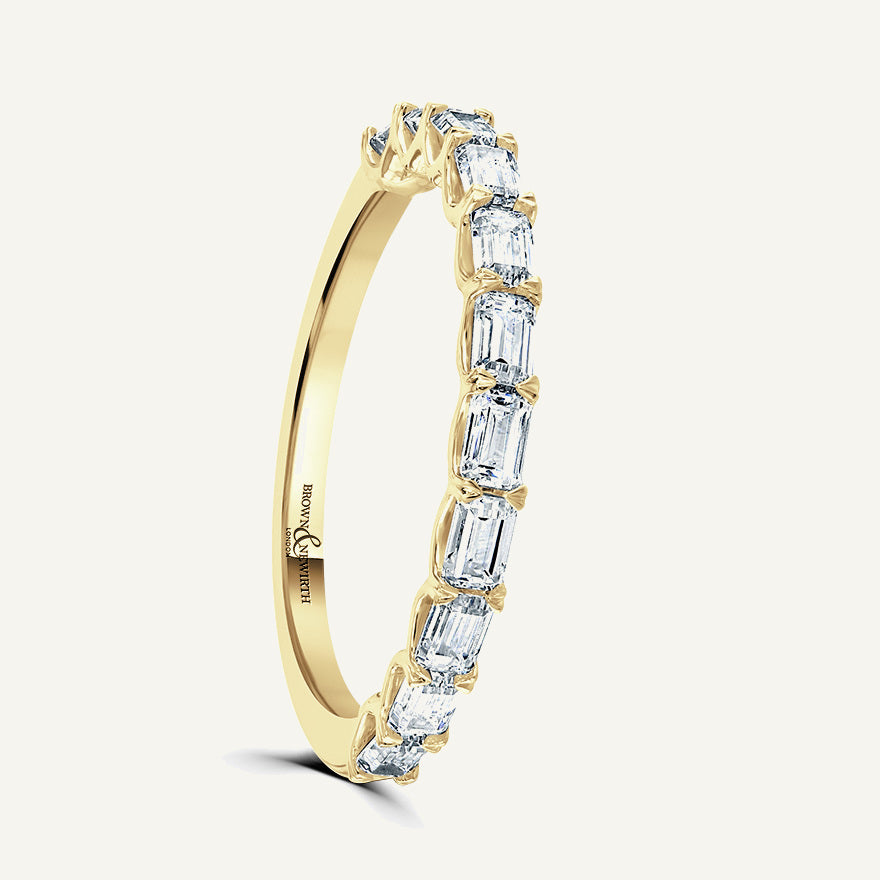Emerald Cut, Claw, Landscape Diamond Eternity Ring