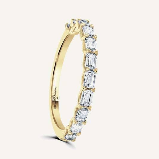 Emerald Cut, Claw, Landscape Diamond Eternity Ring