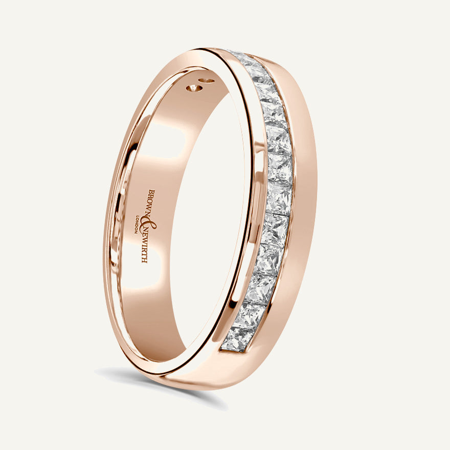 Princess Cut, Channel, Offset Diamond Eternity Ring
