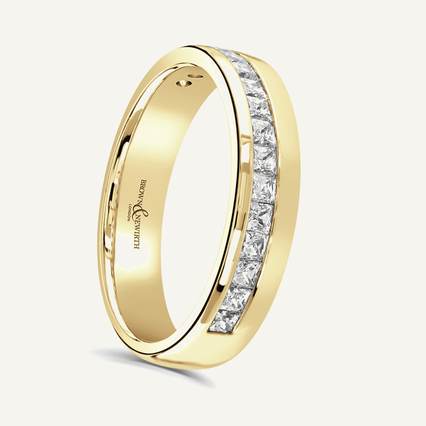 Princess Cut, Channel, Offset Diamond Eternity Ring