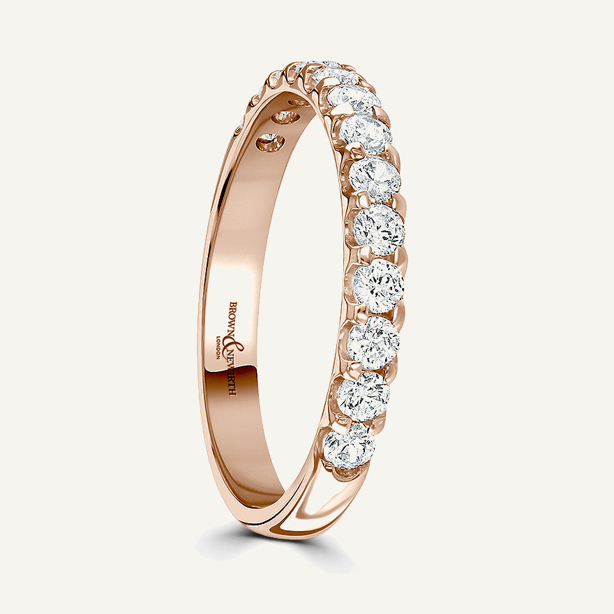 Round Brilliant Cut, Single Claw, Courted Diamond Eternity Ring