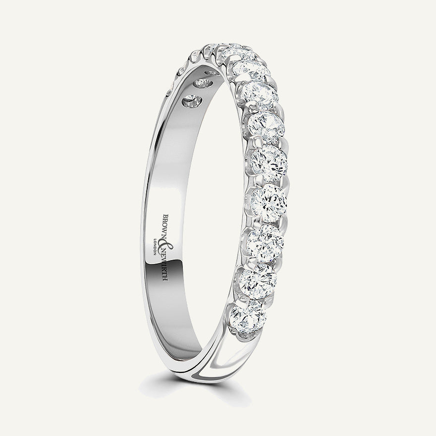Round Brilliant Cut, Single Claw, Courted Diamond Eternity Ring