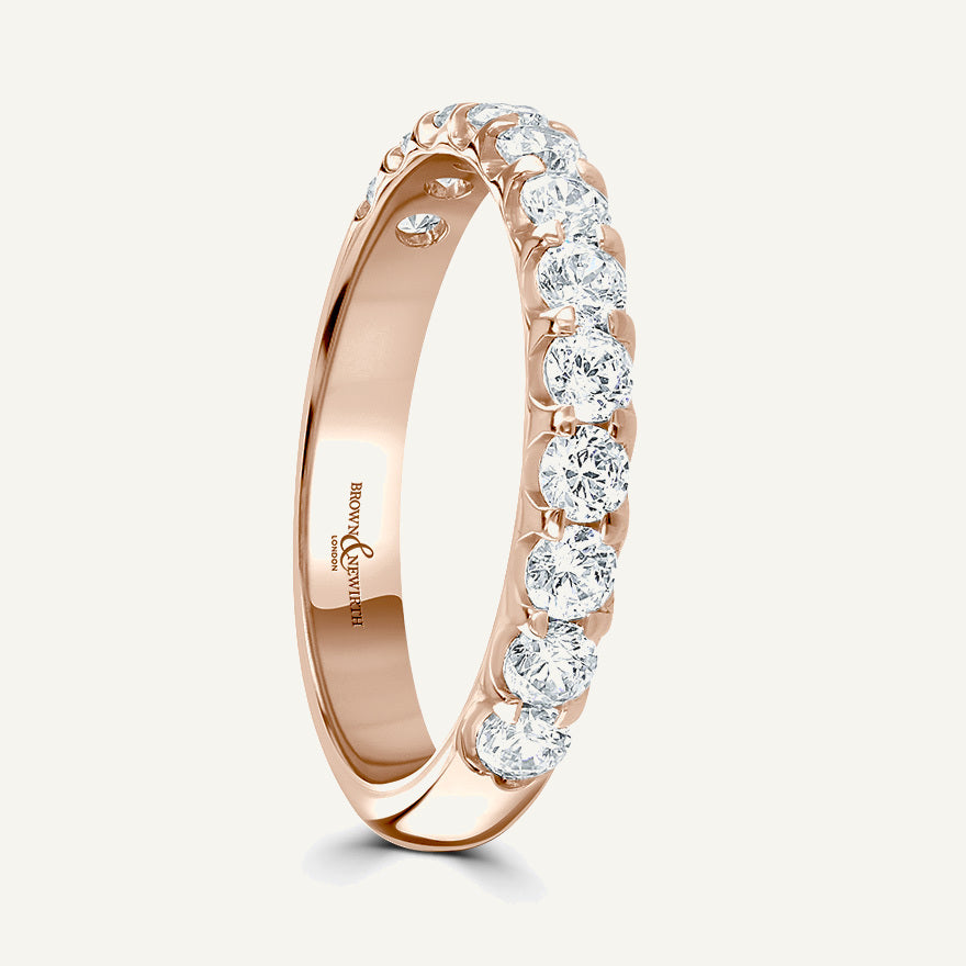 Round Brilliant Cut, Single Claw, Courted Diamond Eternity Ring