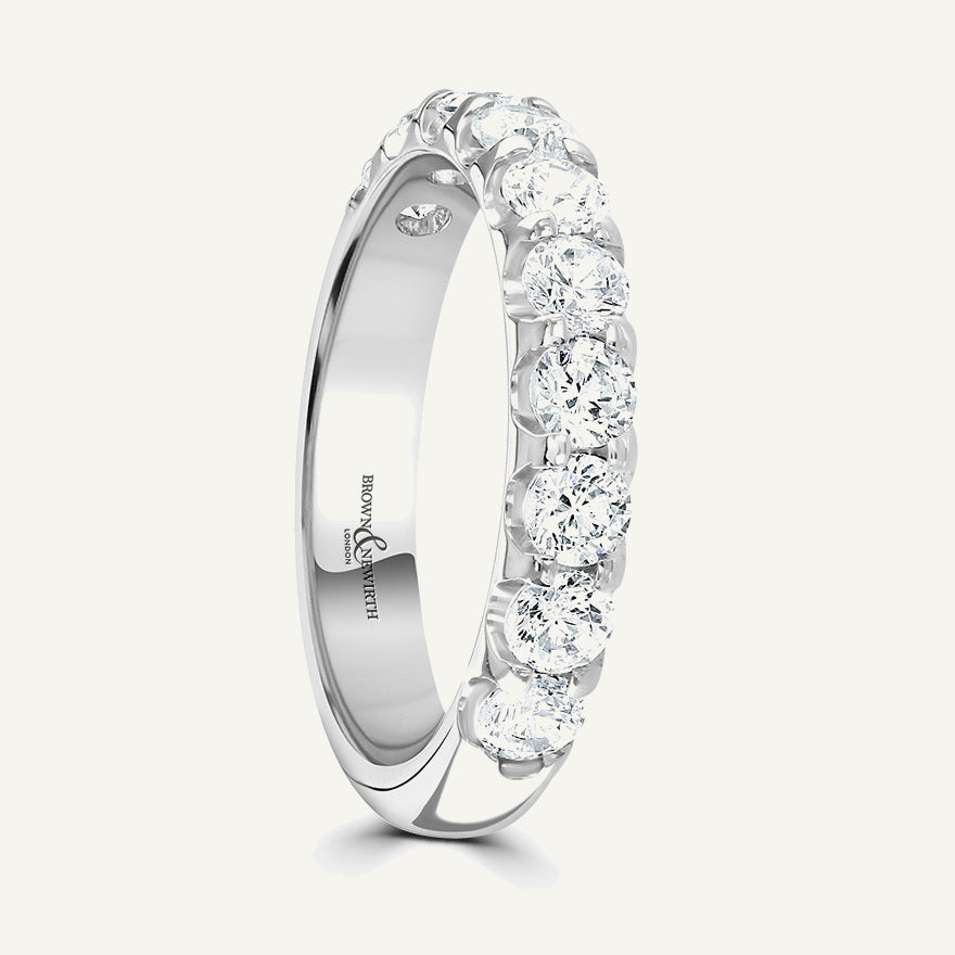 Round Brilliant Cut, Single Claw, Courted Diamond Eternity Ring