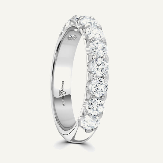 Round Brilliant Cut, Single Claw, Courted Diamond Eternity Ring