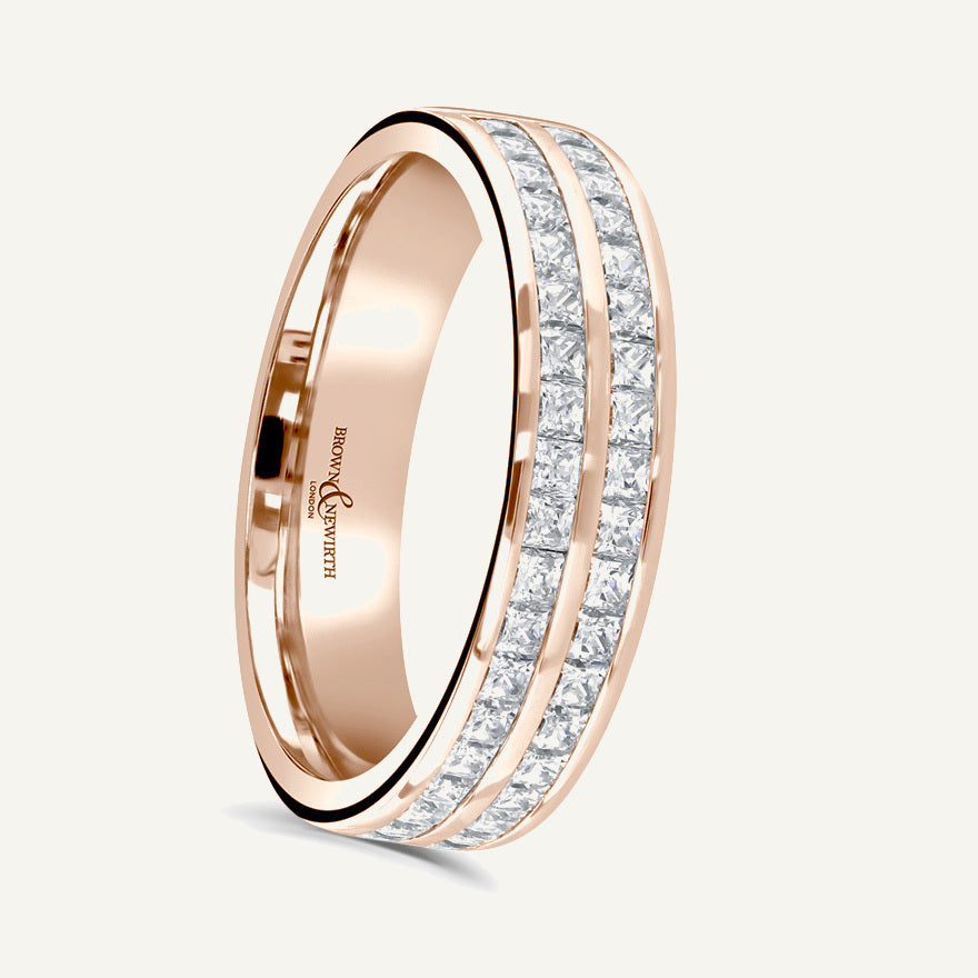 Princess Cut, Channel, Double Row Diamond Eternity Ring