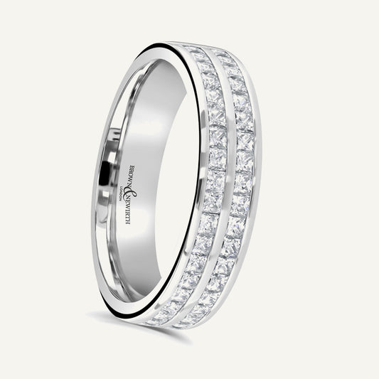 Princess Cut, Channel, Double Row Diamond Eternity Ring