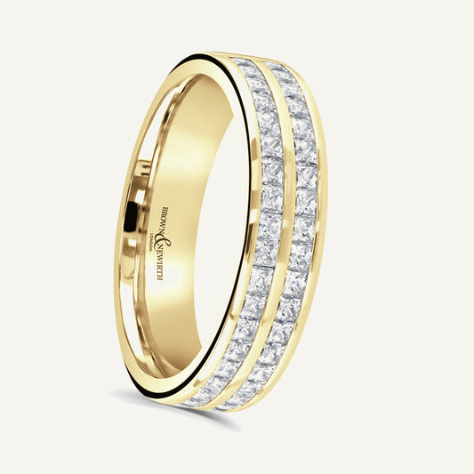 Princess Cut, Channel, Double Row Diamond Eternity Ring