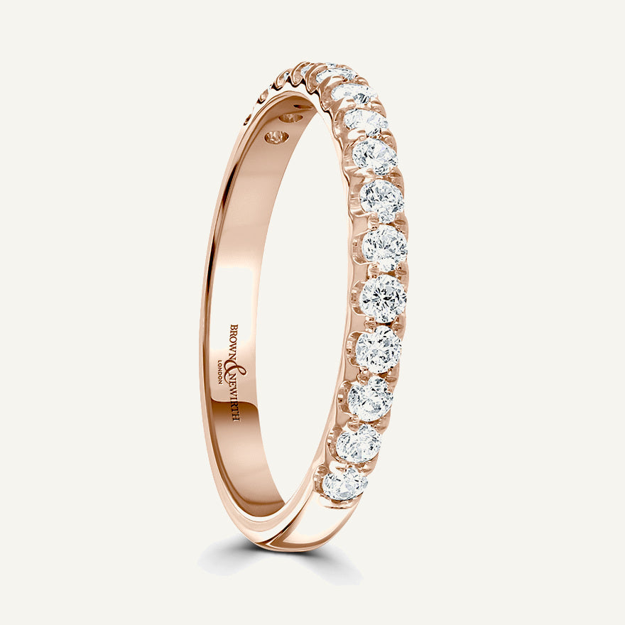 Round Brilliant Cut, Split Claw, Courted Diamond Eternity Ring