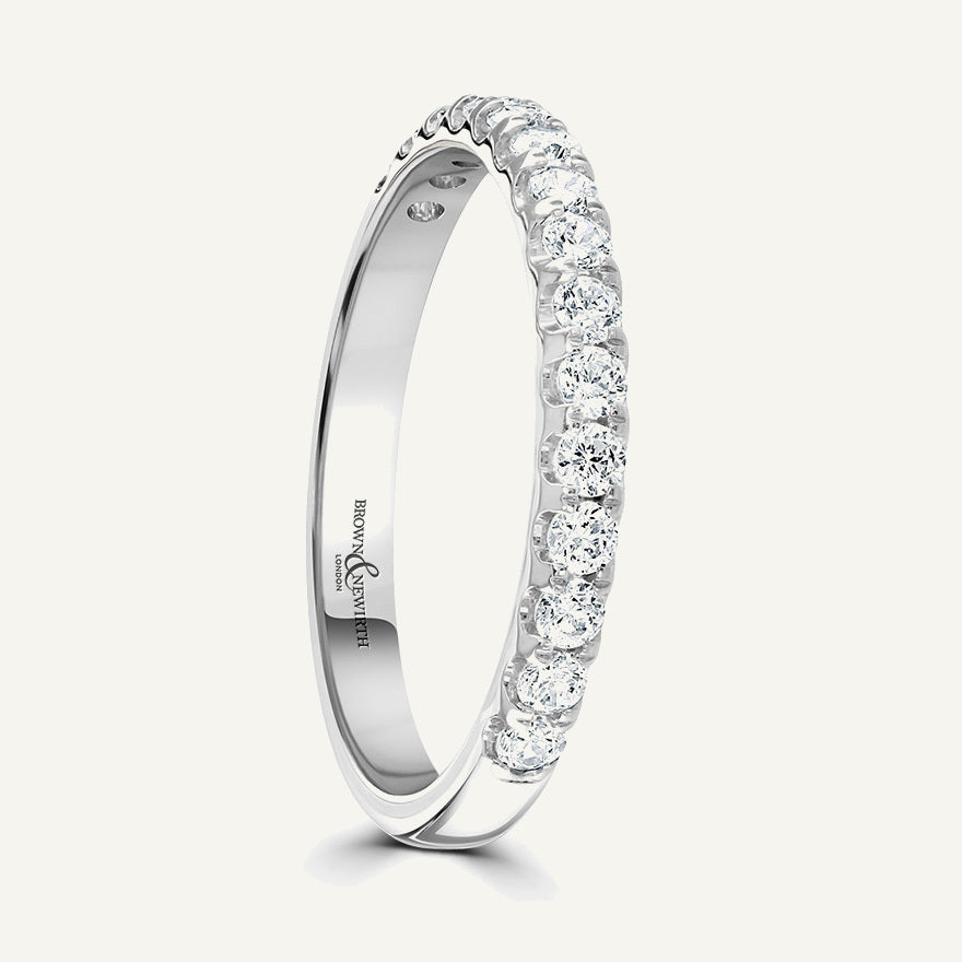 Round Brilliant Cut, Split Claw, Courted Diamond Eternity Ring