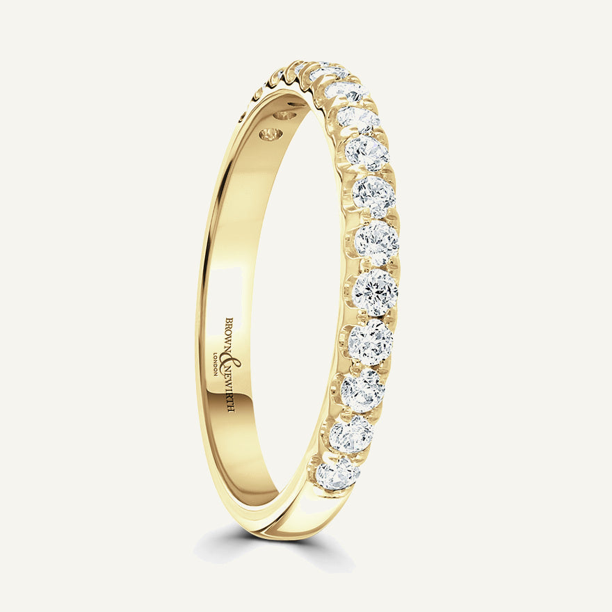 Round Brilliant Cut, Split Claw, Courted Diamond Eternity Ring
