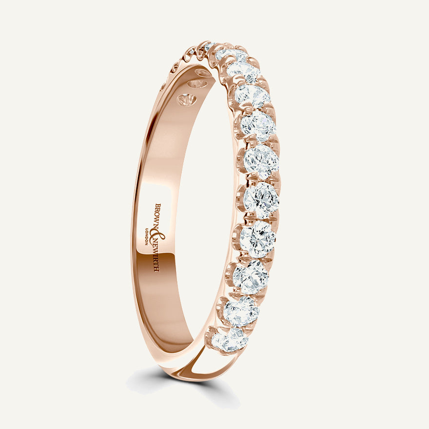 Round Brilliant Cut, Split Claw, Courted Diamond Eternity Ring