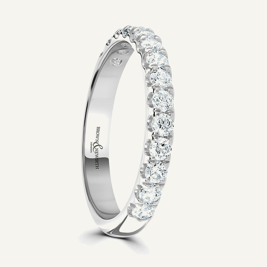 Round Brilliant Cut, Split Claw, Courted Diamond Eternity Ring