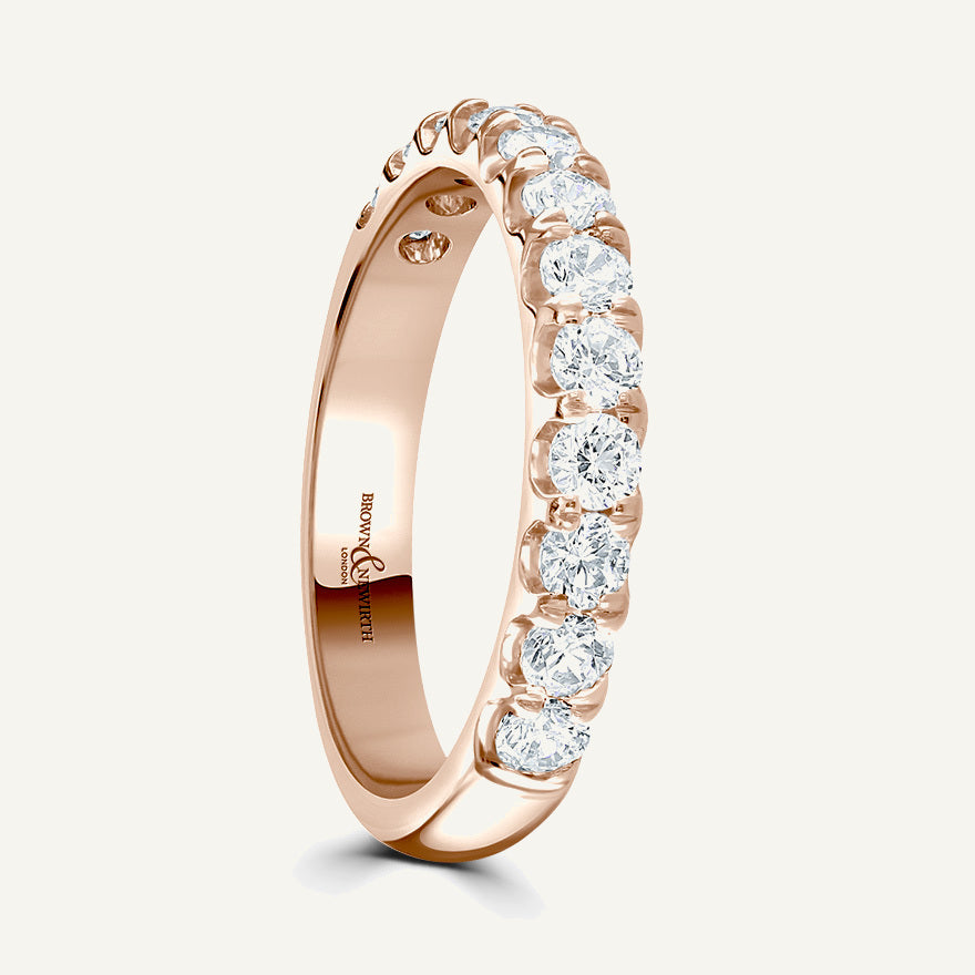 Round Brilliant Cut, Split Claw, Courted Diamond Eternity Ring
