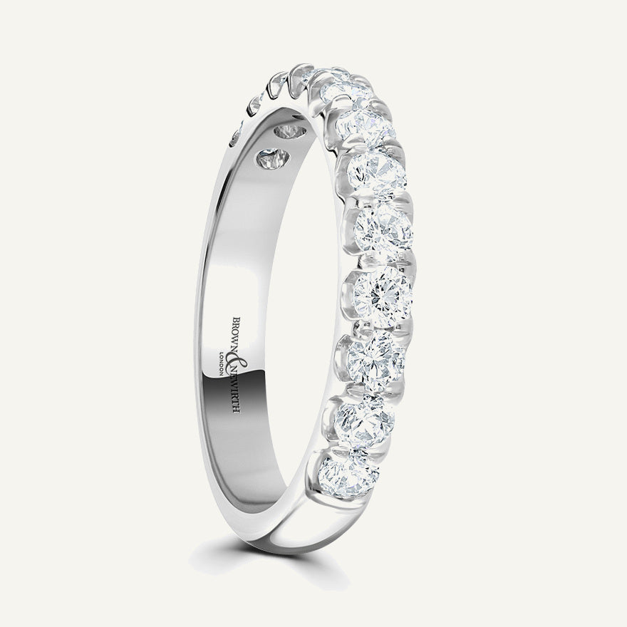 Round Brilliant Cut, Split Claw, Courted Diamond Eternity Ring