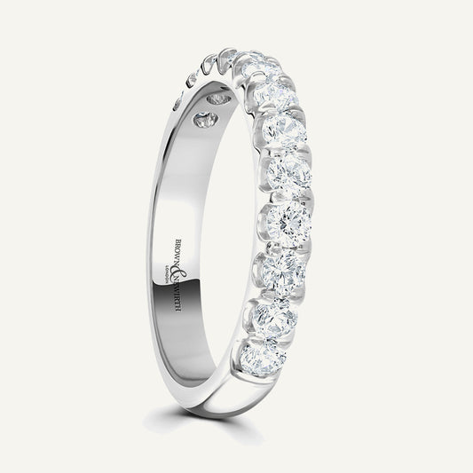 Round Brilliant Cut, Split Claw, Courted Diamond Eternity Ring