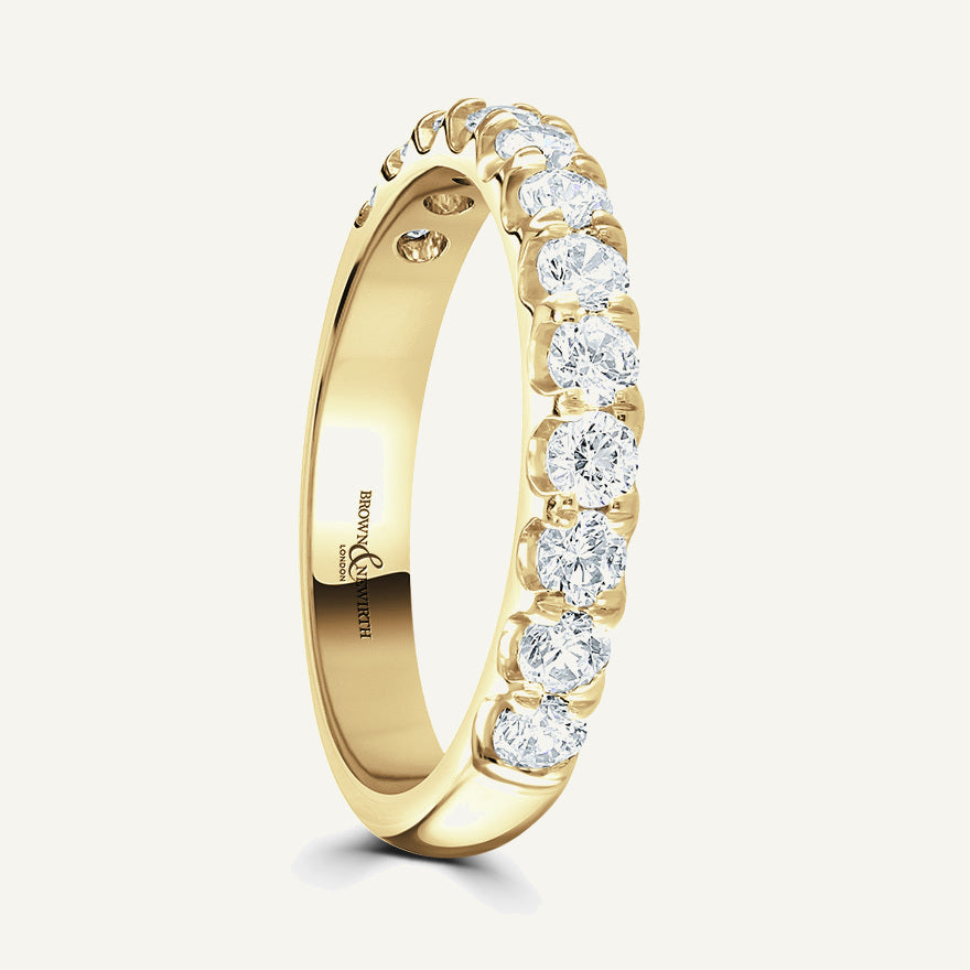 Round Brilliant Cut, Split Claw, Courted Diamond Eternity Ring