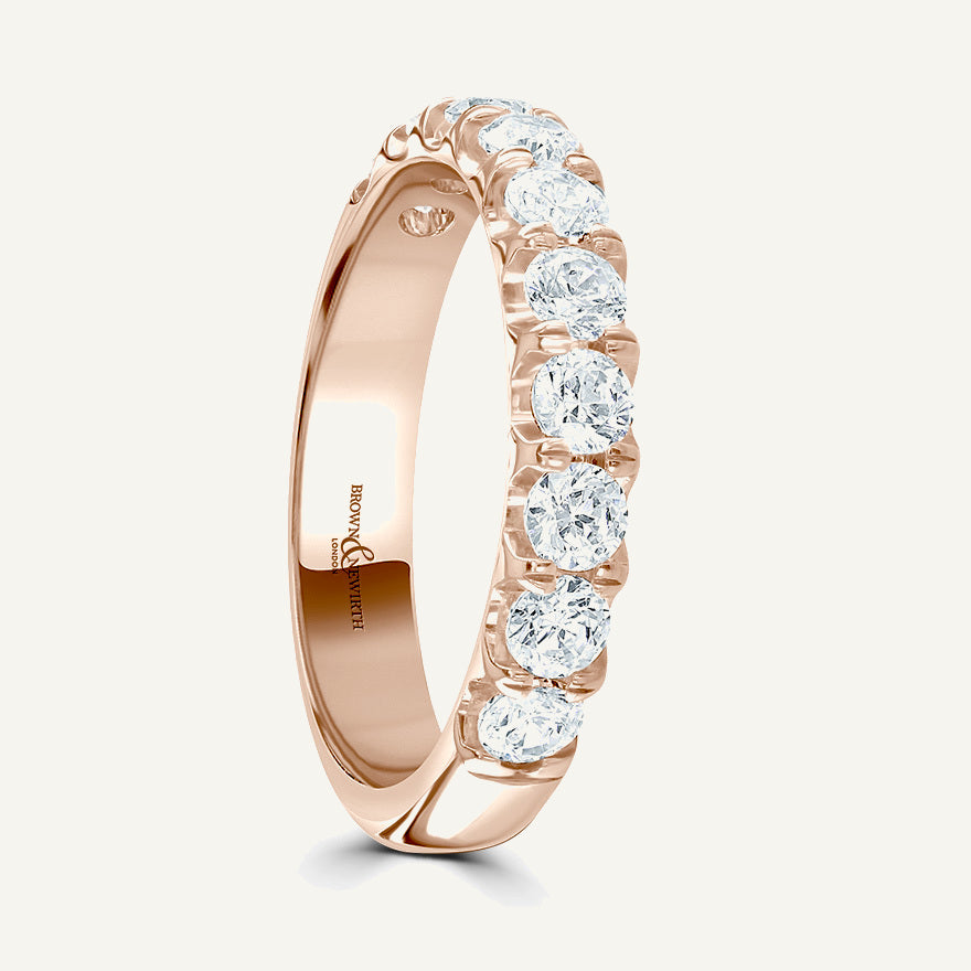 Round Brilliant Cut, Split Claw, Courted Diamond Eternity Ring