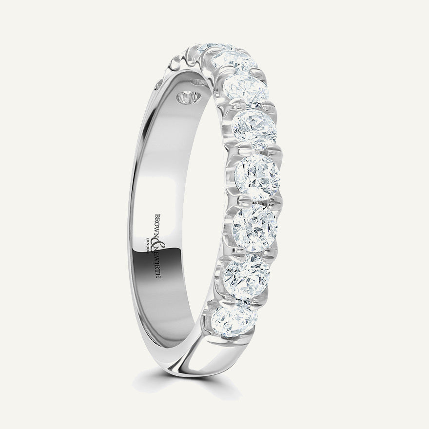 Round Brilliant Cut, Split Claw, Courted Diamond Eternity Ring