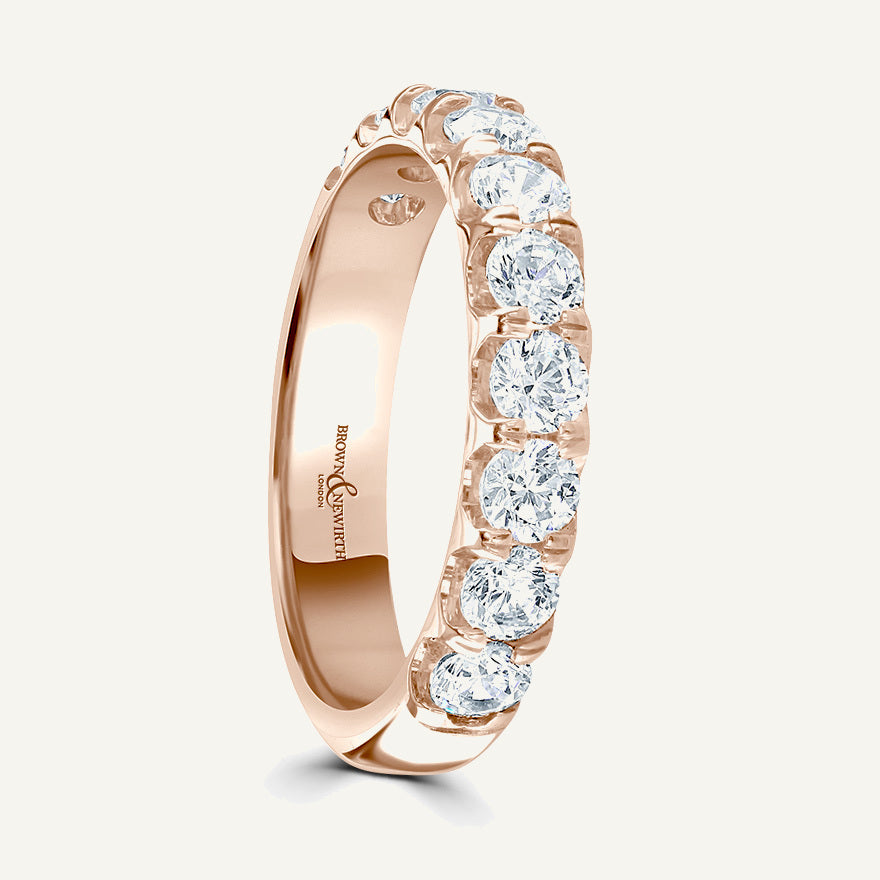 Round Brilliant Cut, Split Claw, Courted Diamond Eternity Ring