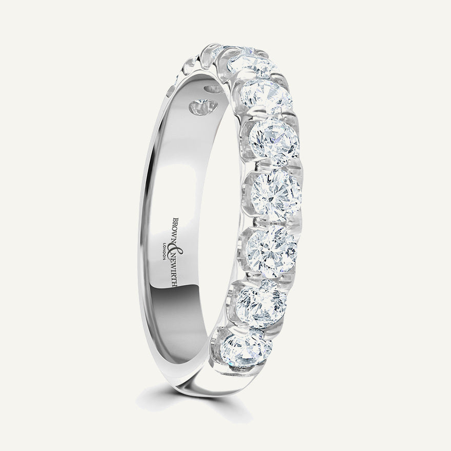 Round Brilliant Cut, Split Claw, Courted Diamond Eternity Ring