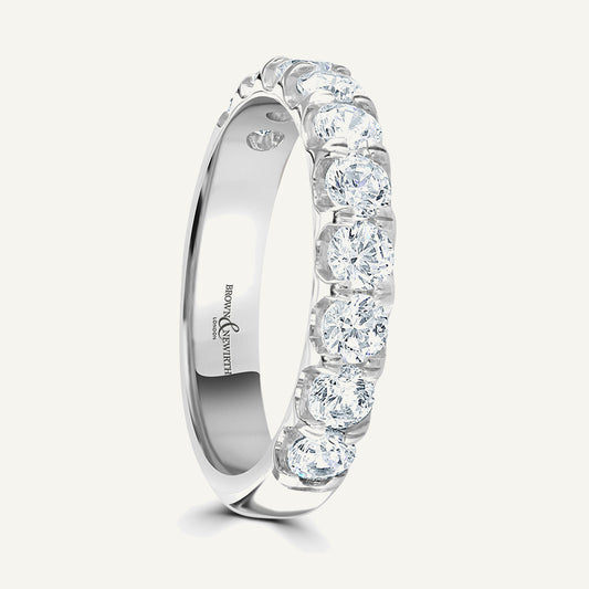 Round Brilliant Cut, Split Claw, Courted Diamond Eternity Ring