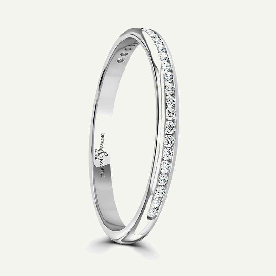 Round Brilliant Cut, Channel, Courted Diamond Eternity Ring