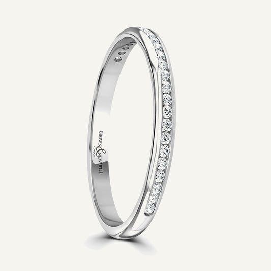 Round Brilliant Cut, Channel, Courted Diamond Eternity Ring