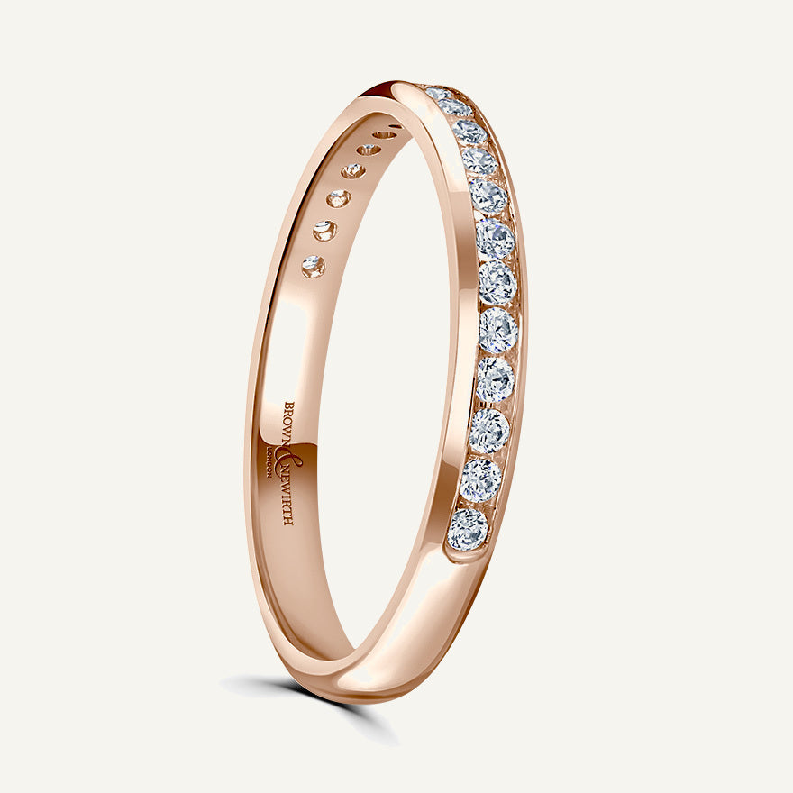 Round Brilliant Cut, Channel, Courted Diamond Eternity Ring