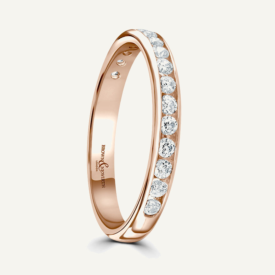 Round Brilliant Cut, Channel, Courted Diamond Eternity Ring