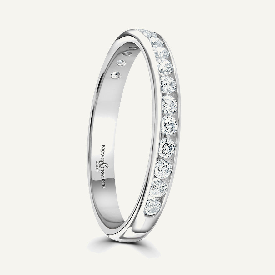 Round Brilliant Cut, Channel, Courted Diamond Eternity Ring